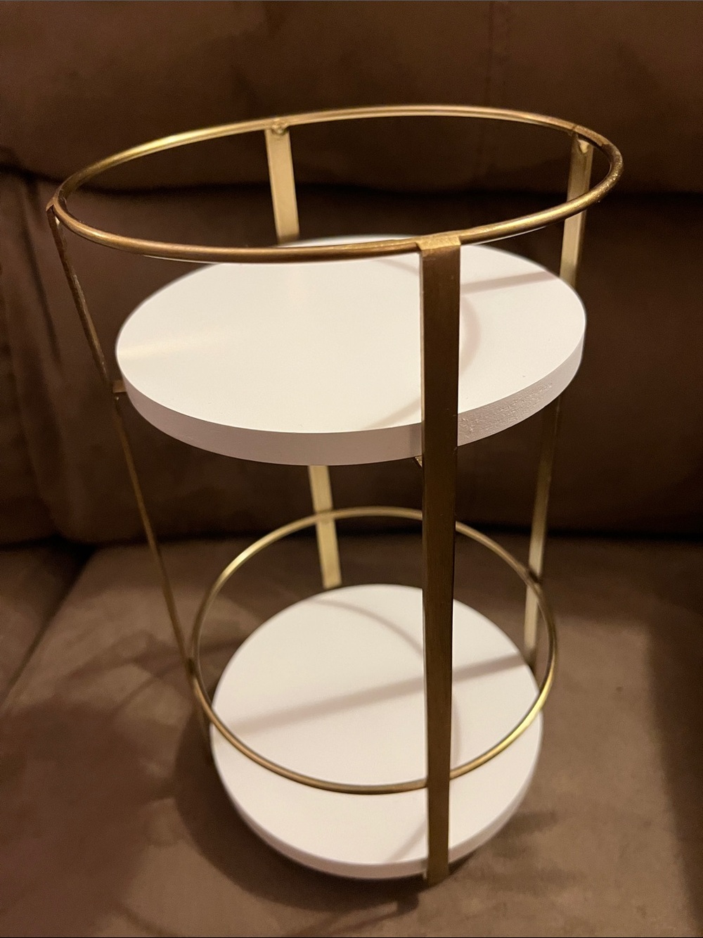 Target Vanity Two-Tier White and Gold Accent Display Stand